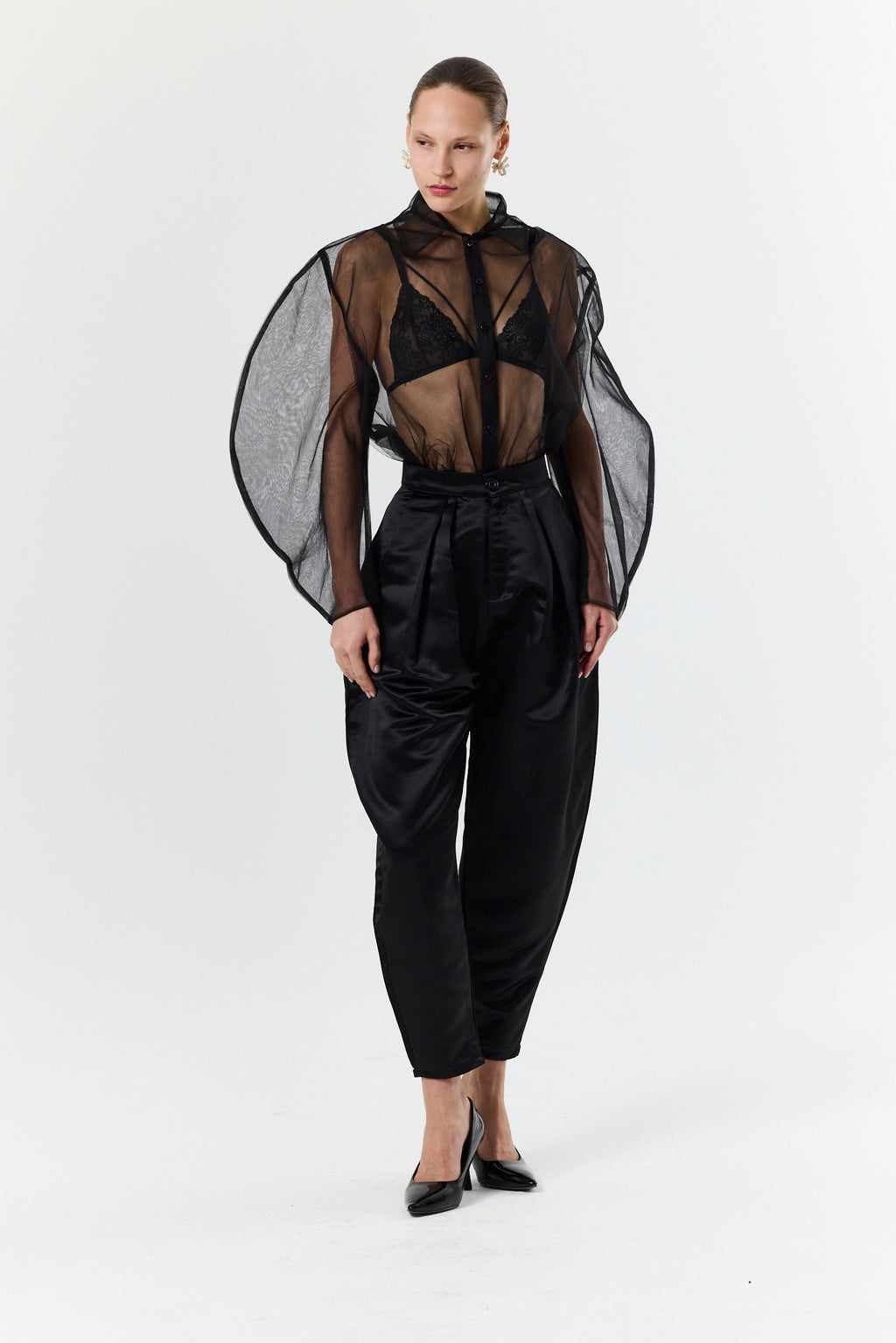 Round Pants- Black Satin