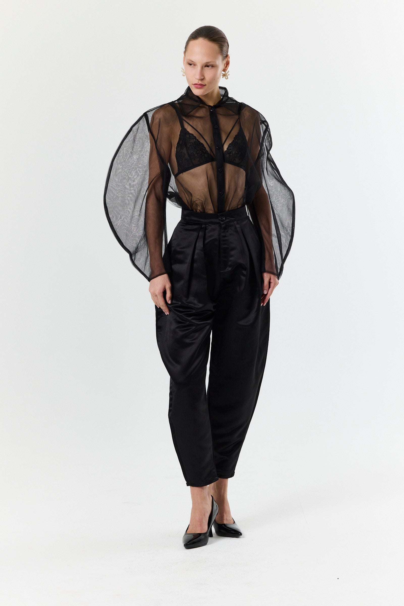 Round Pants- Black Satin