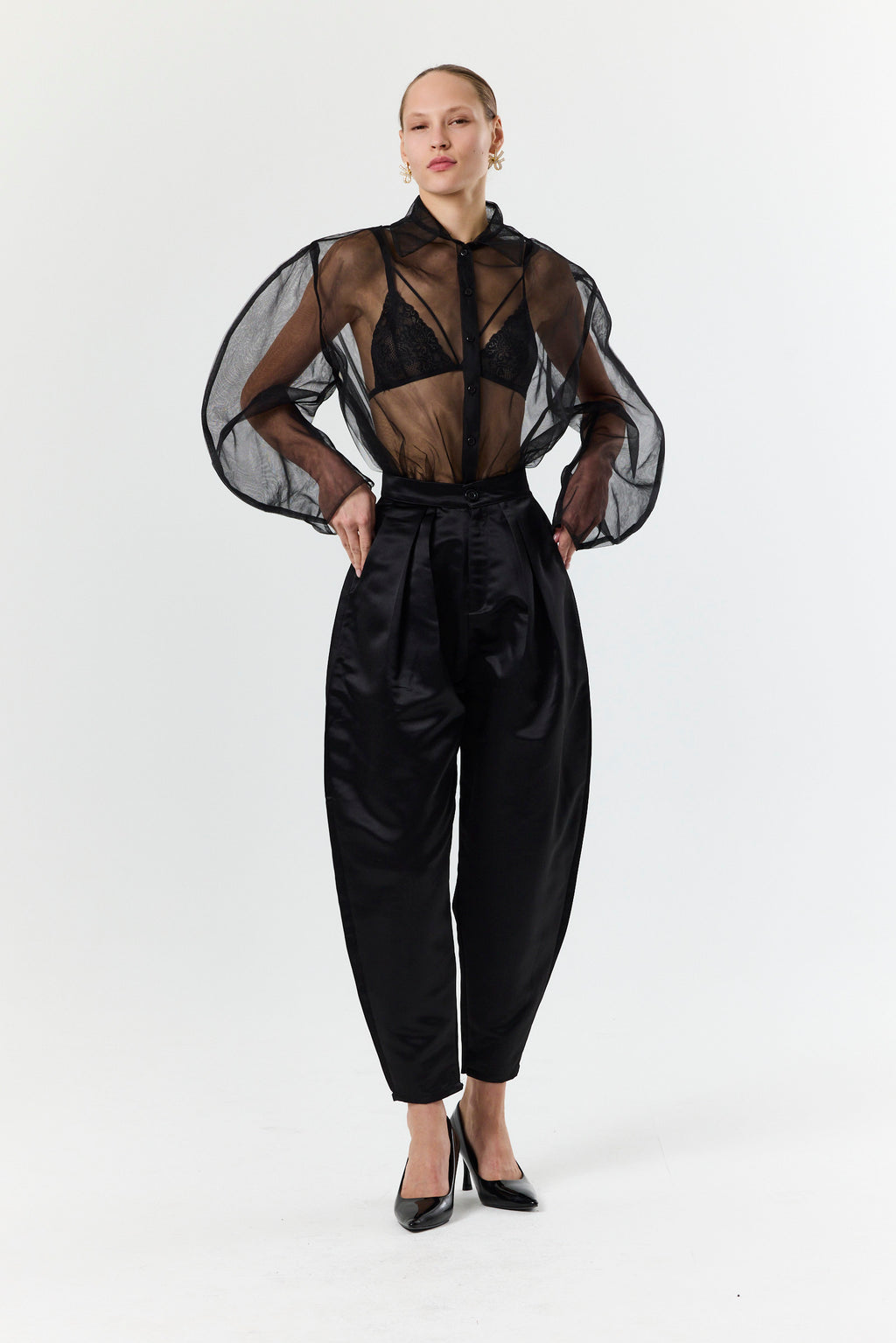 Round Pants- Black Satin