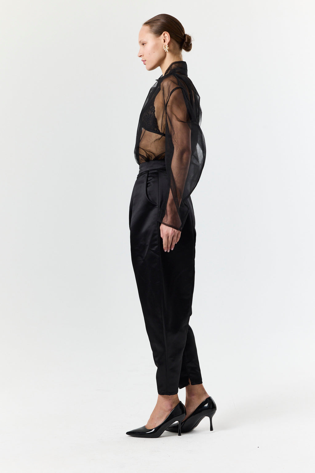 Round Pants- Black Satin