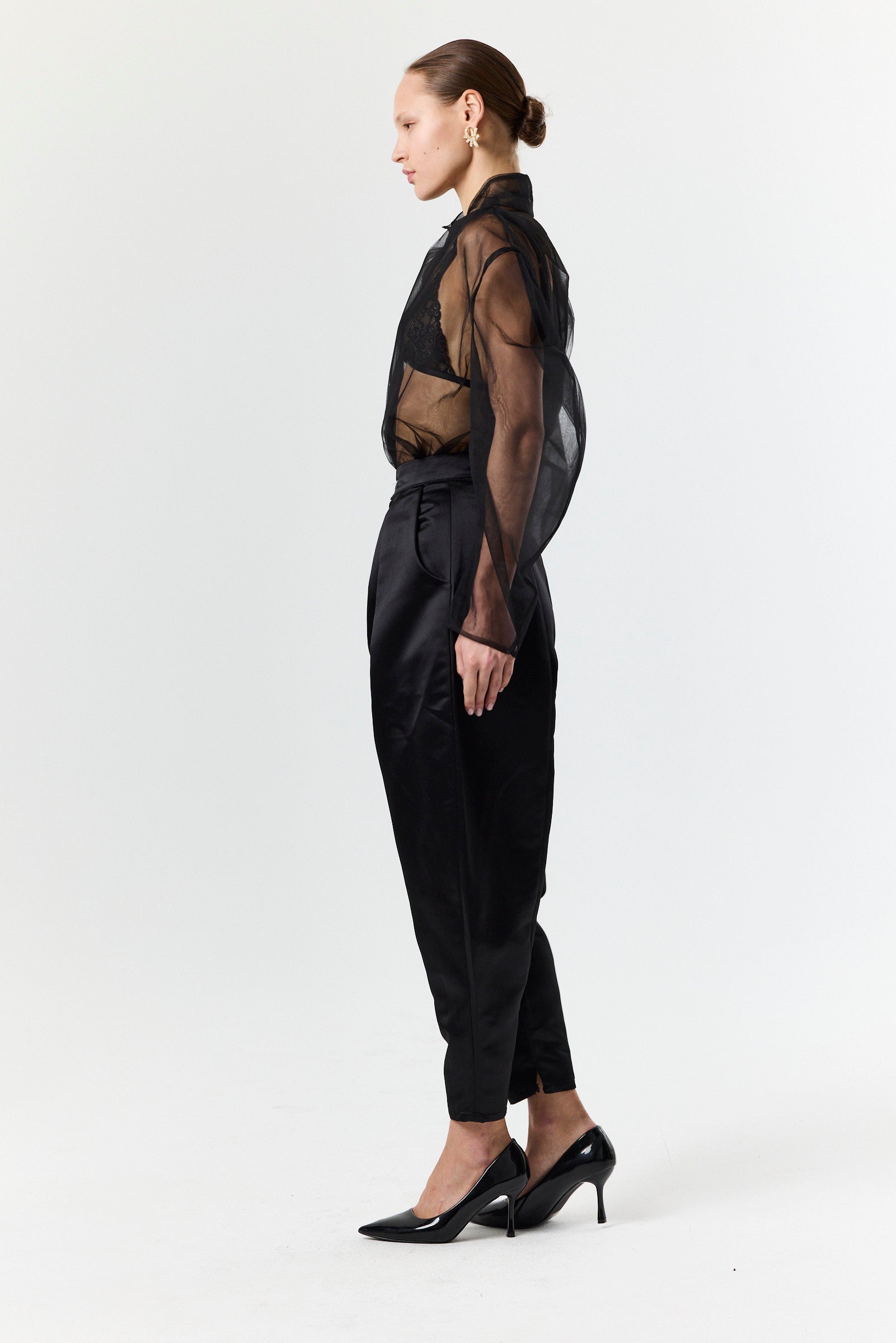 Round Pants- Black Satin