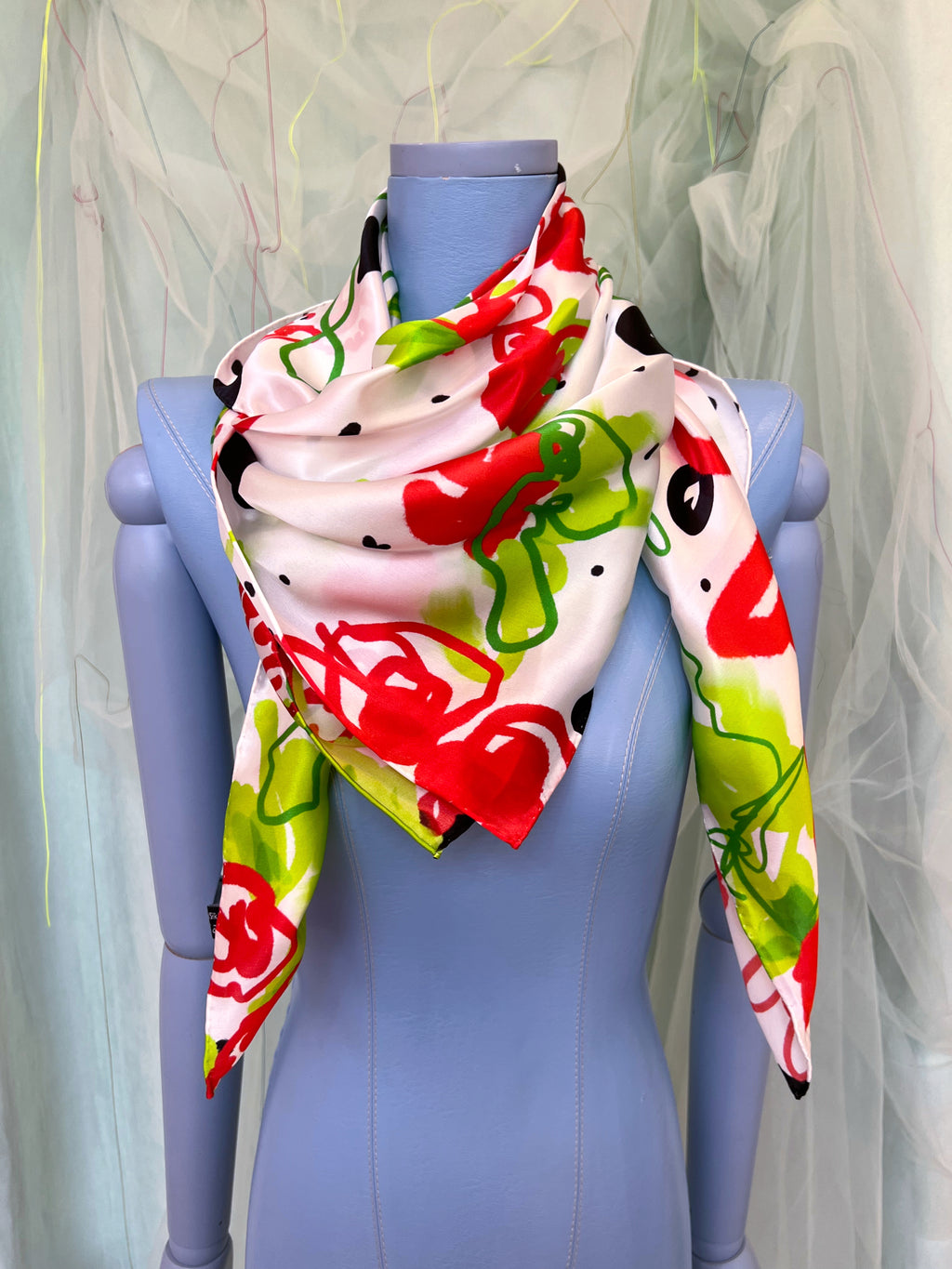 Red Rose 100% Silk Scarf