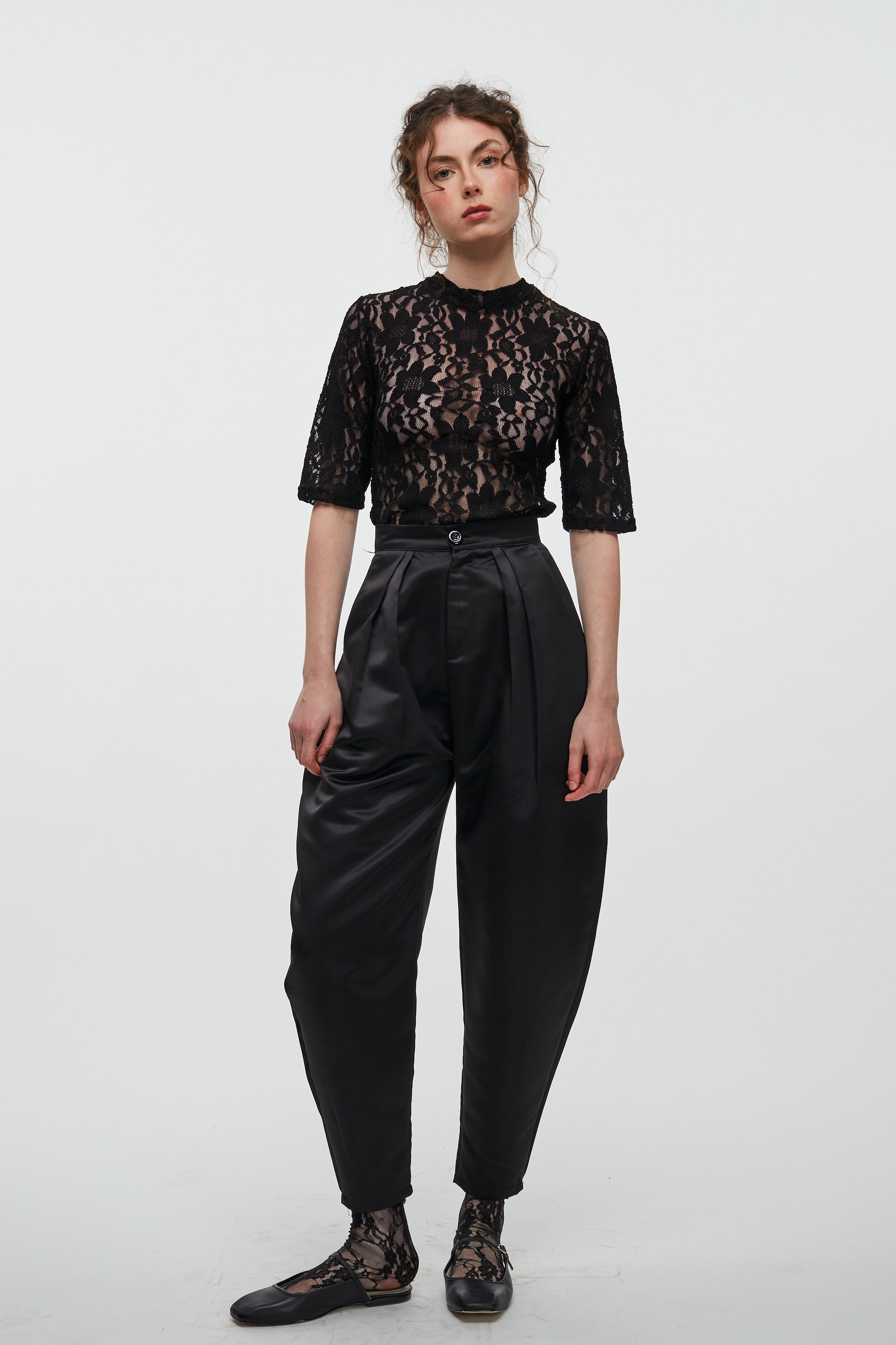 Round Pants- Black Satin