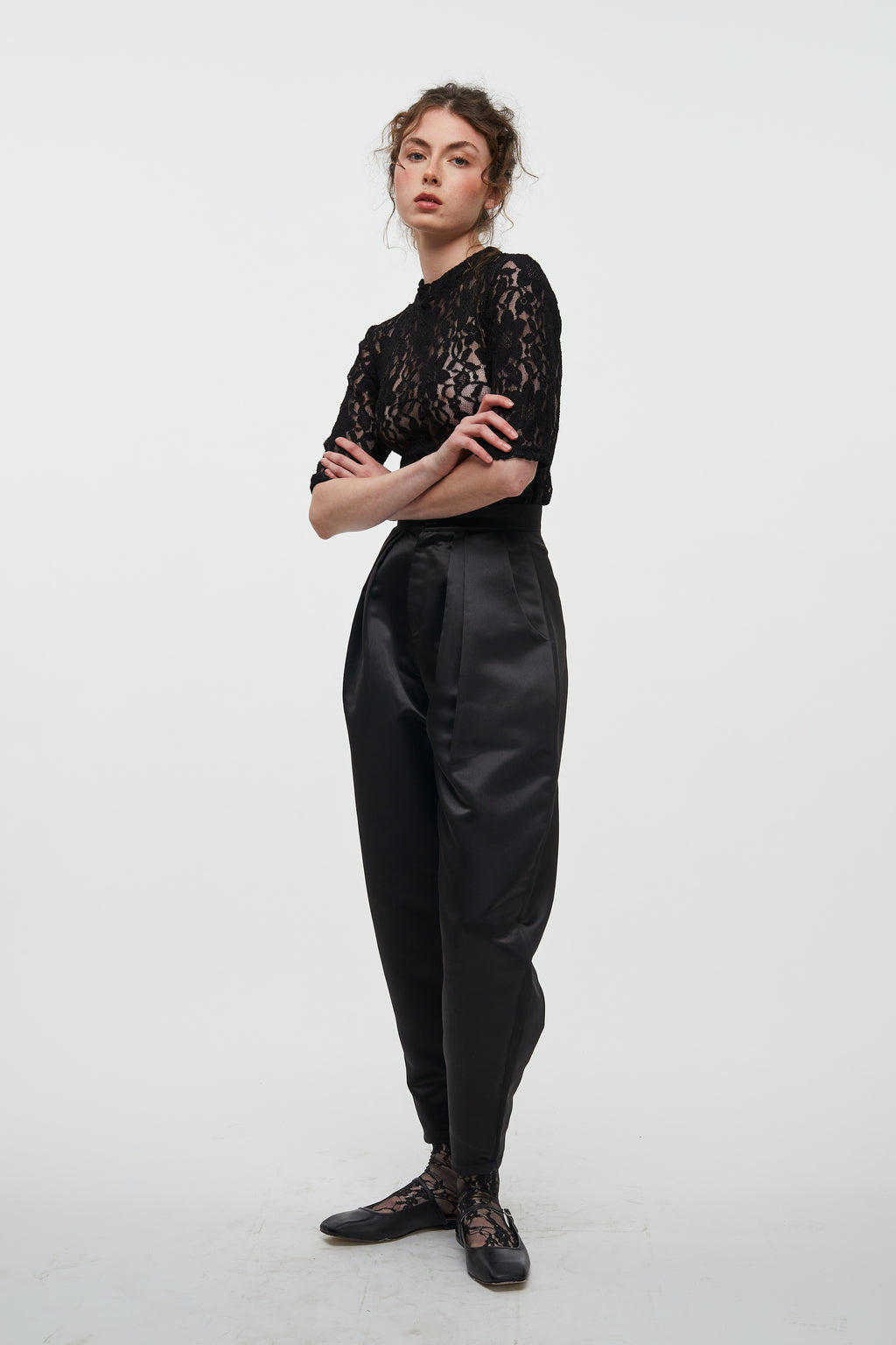 Round Pants- Black Satin