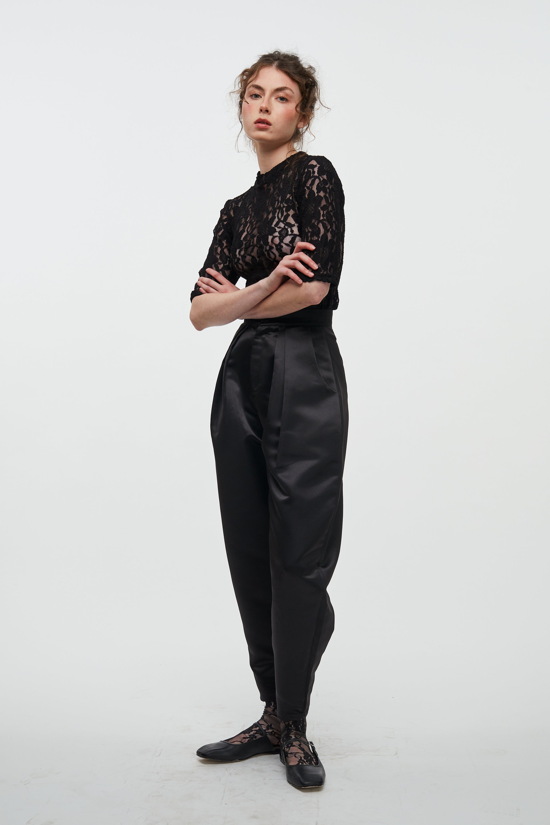 Round Pants- Black Satin